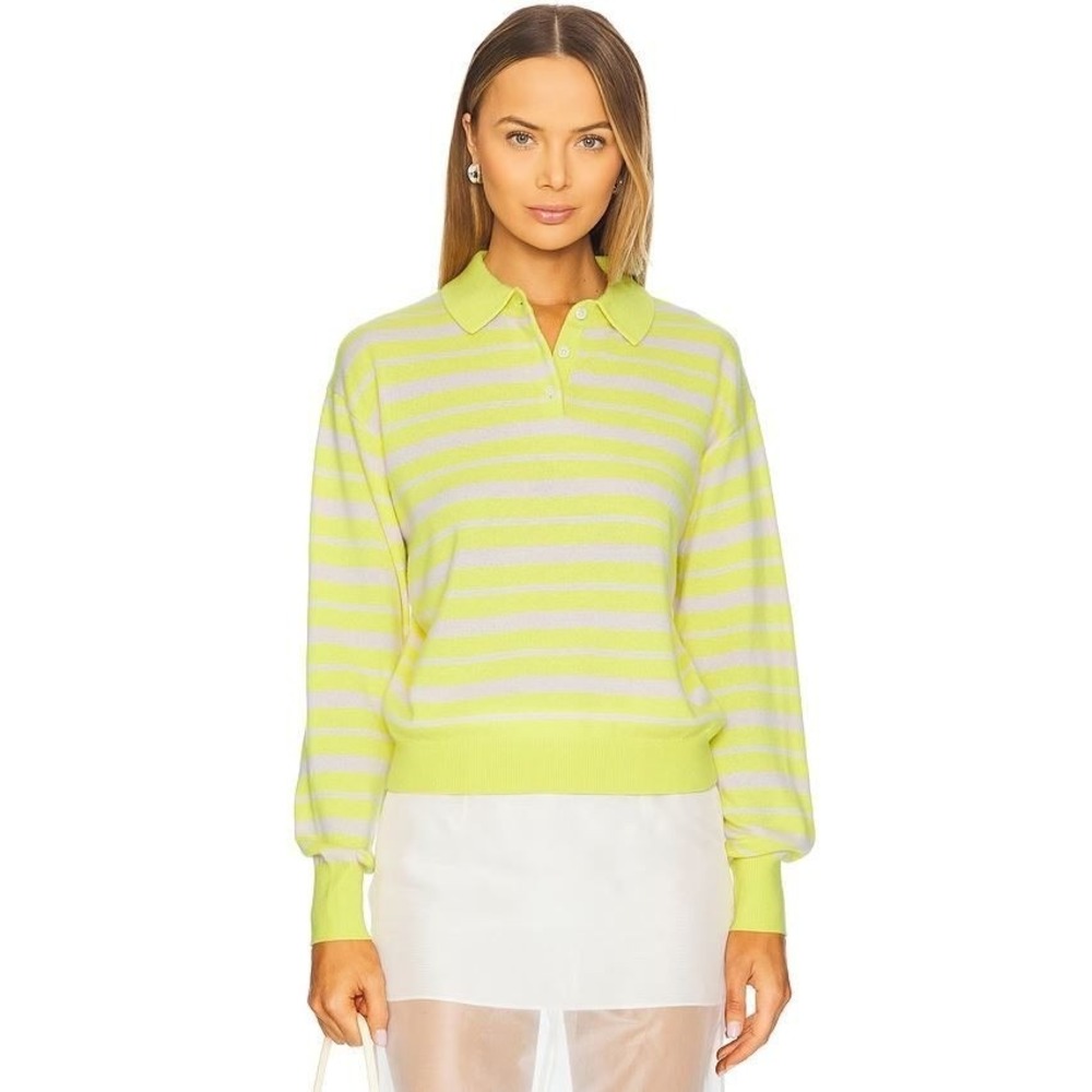 Guest in Residence Women Collegiate Stripe Polo Cashmere Sweater XS‎ NWT